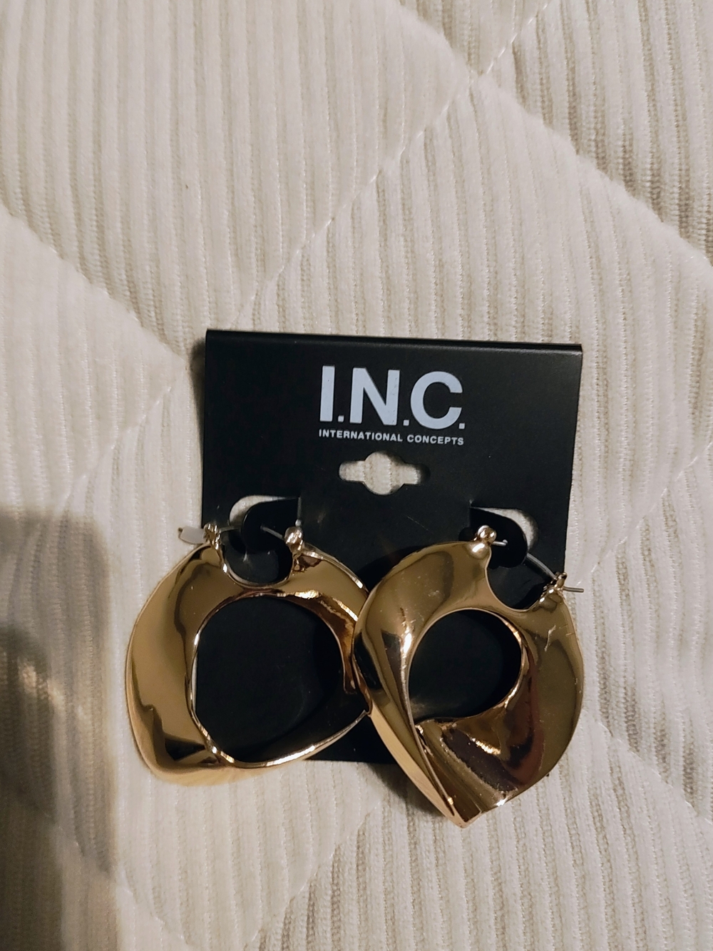 INC International Concepts Gold Sculptural Hoop Earrings - Women's Jewelry